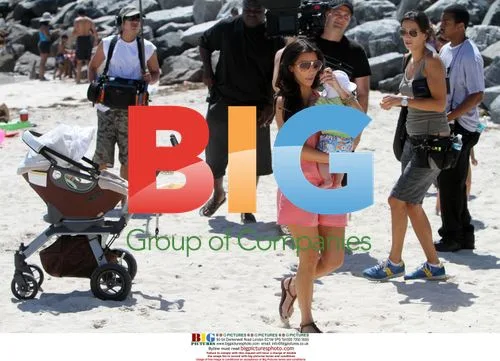 Kim Kardashian with nephew at beach