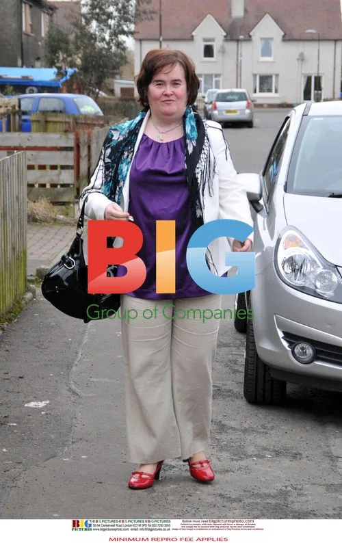 Susan Boyle Poses at Home in Blackburn