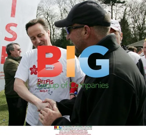 Ian Botham and David Cameron on Charity Walk