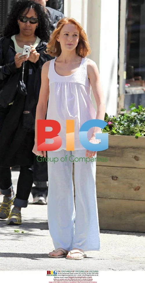 Neil Patrick Harris and Jayma Mays on 'The Smurfs' set