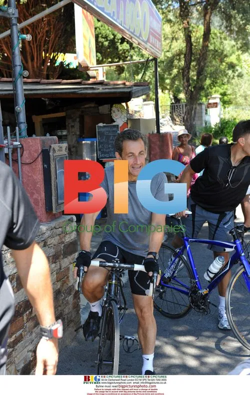 Nicolas Sarkozy with son on holiday