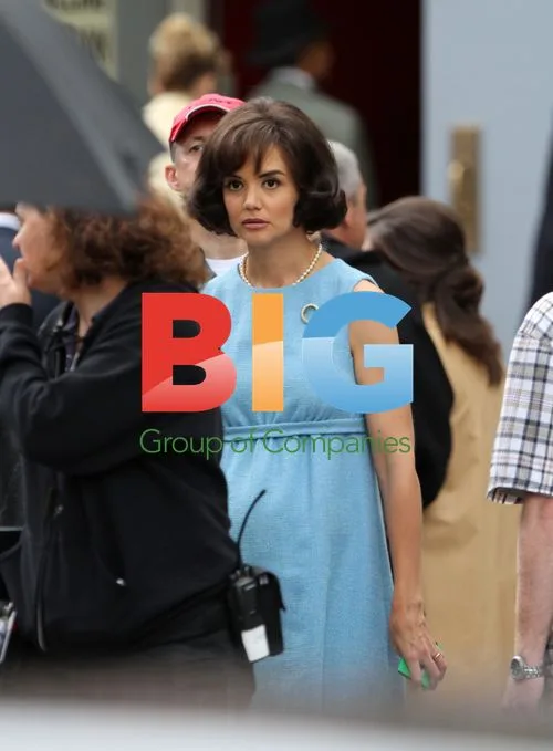 Katie Holmes and Greg Kinnear on 'The Kennedys' set