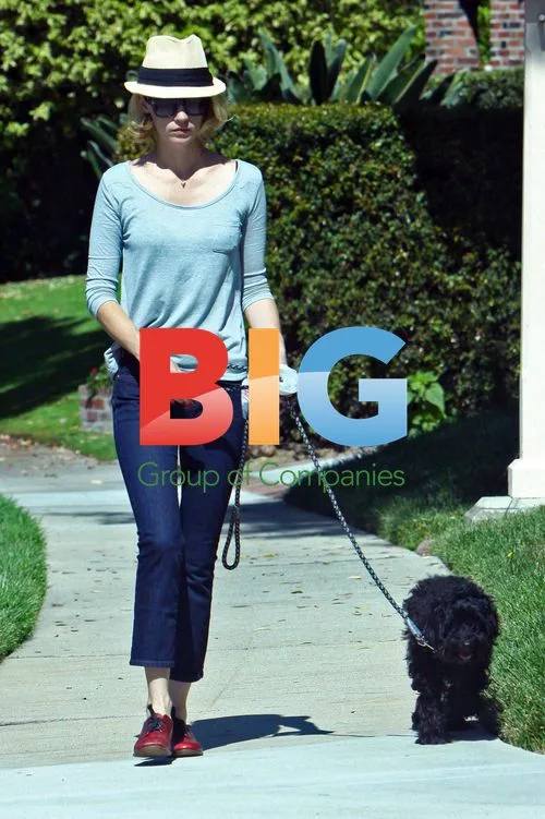 January Jones Walks Dog in Los Feliz