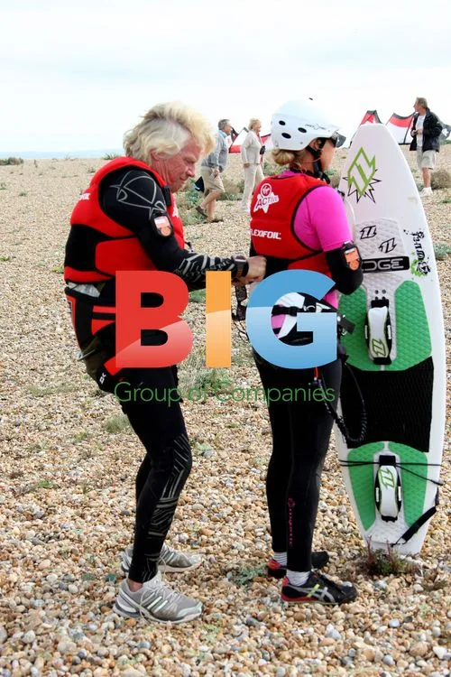 Sir Richard Branson Kite Surfing with Children