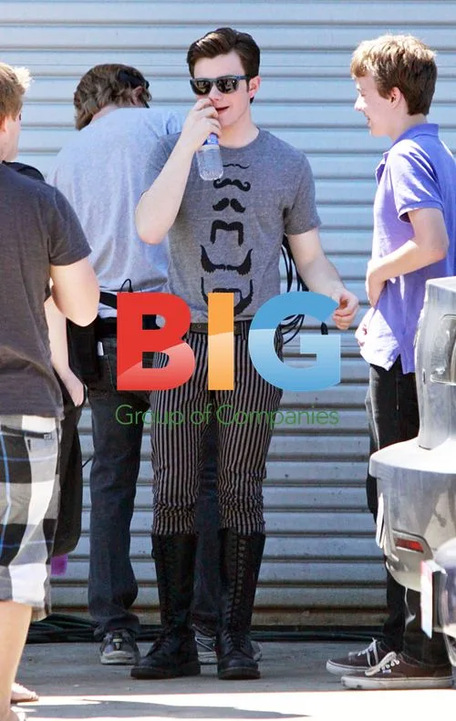 Chris Colfer on "Glee" Set