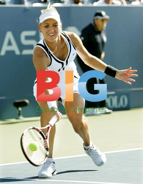 Elena Vesnina returns ball to Samantha Stosur at U.S. Open