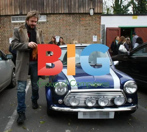 Simon Le Bon in Mini Cooper at X Factor Studio