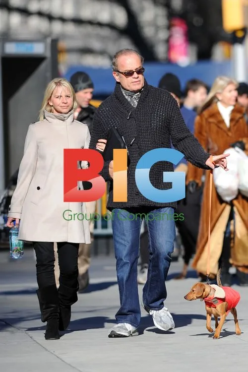 Kelsey Grammer and Kayte Walsh walk dog