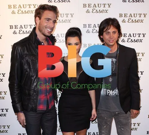 Kim Kardashian, Simon Huck, and Jonathan Cheban at Beauty and Essex Shop Launch