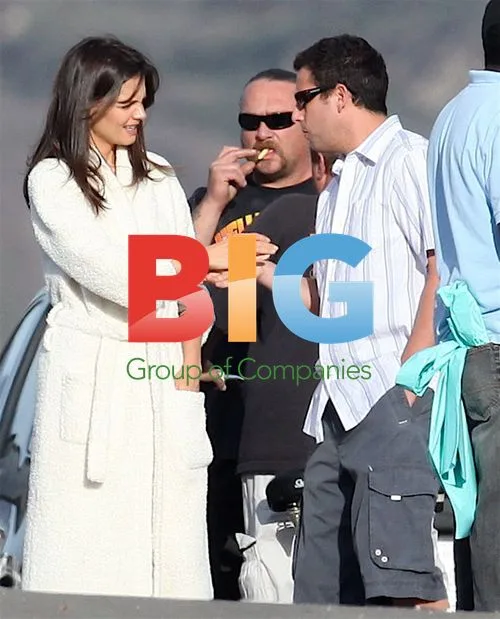 Katie Holmes and Adam Sandler on Set