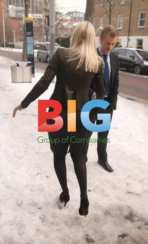Celebrities Struggle in Snow at ITV Studios