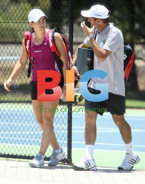 Justine Henin trains at State Tennis Centre