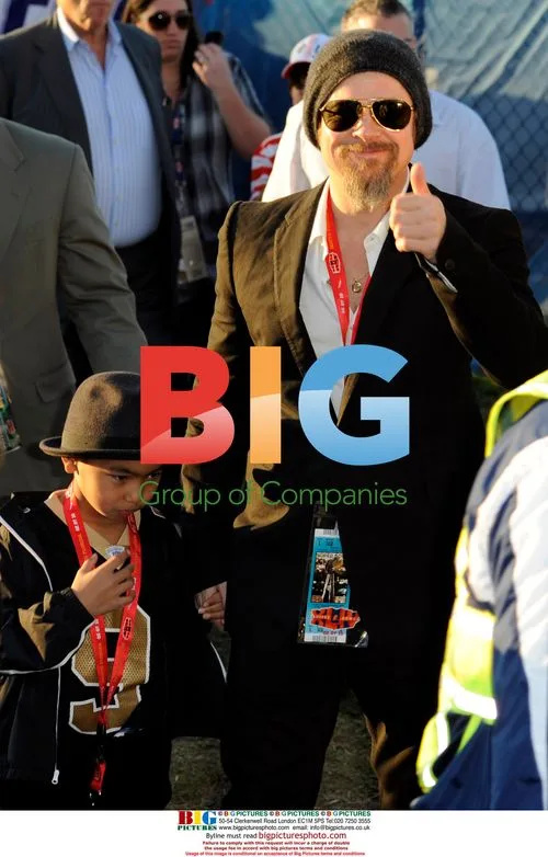 Brad Pitt and son Maddox at Super Bowl