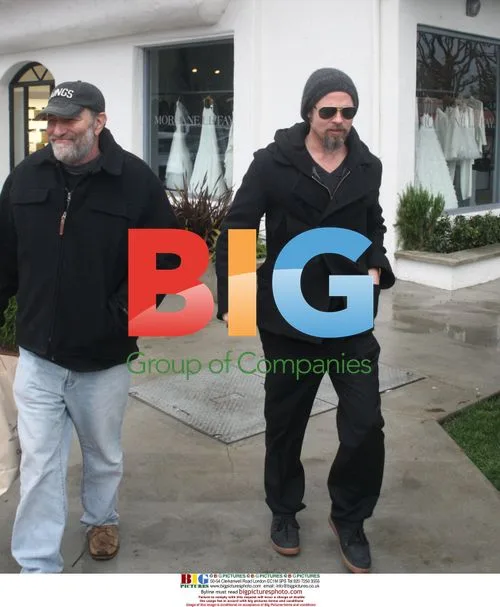 Brad Pitt shopping with friend in Malibu