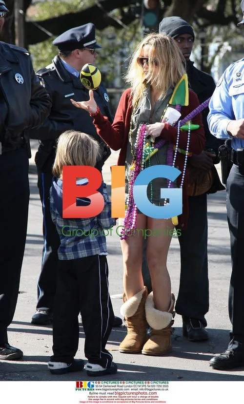 Kate Hudson with son at Mardi Gras in New Orleans
