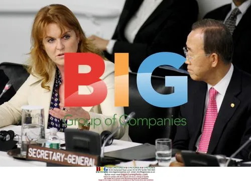 Sarah Ferguson and Ban Ki-moon at UN Press Conference