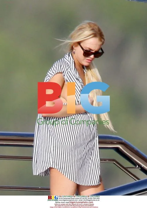 Lindsay Lohan and Sister on Yacht in Saint Barths