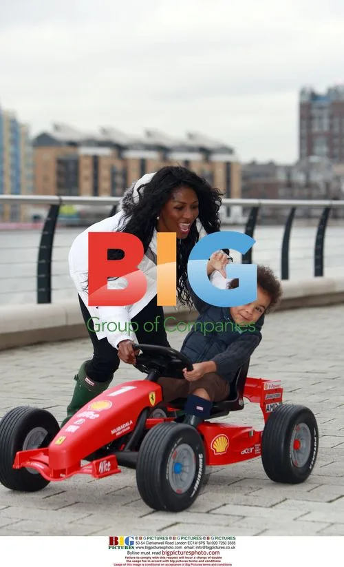 Sinitta and son Zac in Go Kart