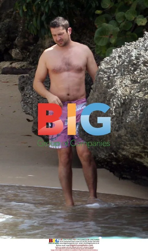 Gerard Butler on Barbados Beach