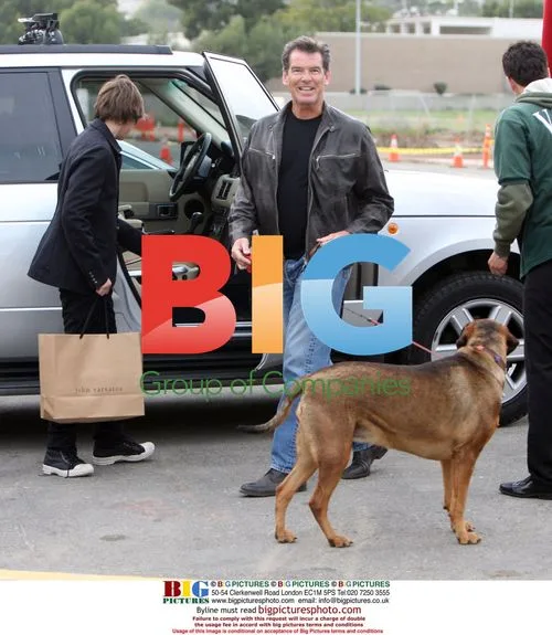 Pierce Brosnan with son Dylan and dog in Malibu