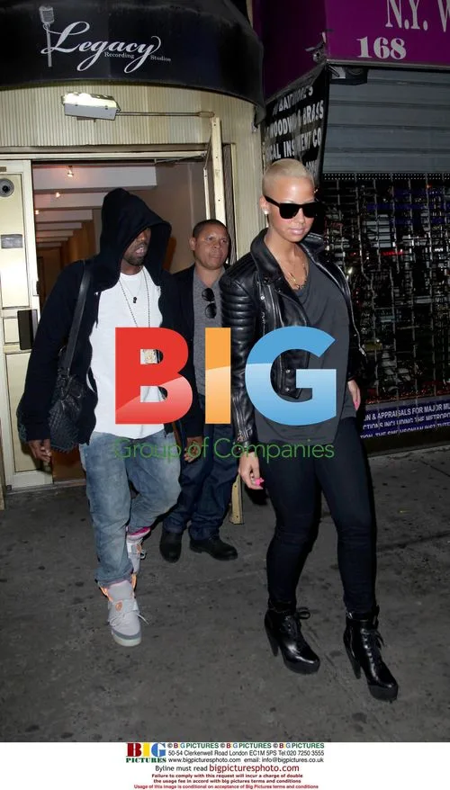 Kanye West and Amber Rose Leaving Studio