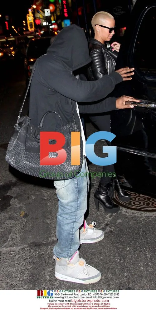 Kanye West and Amber Rose Leave Studio