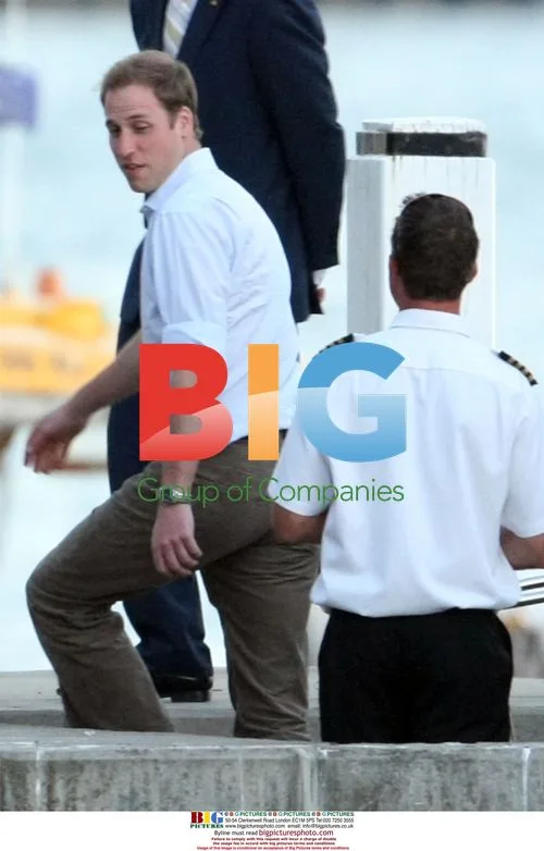 Prince William disembarking boat in Sydney