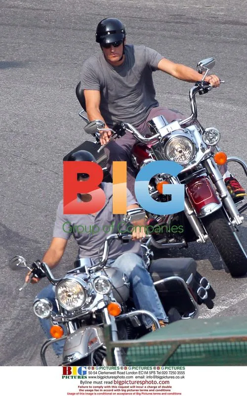George Clooney and Woody Harrelson on Motorcycles in Italy