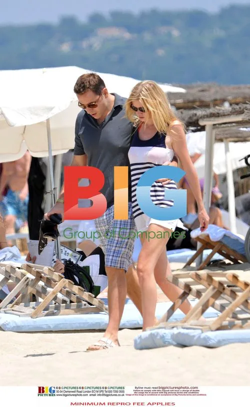 David Walliams and Lara Stone on French beach