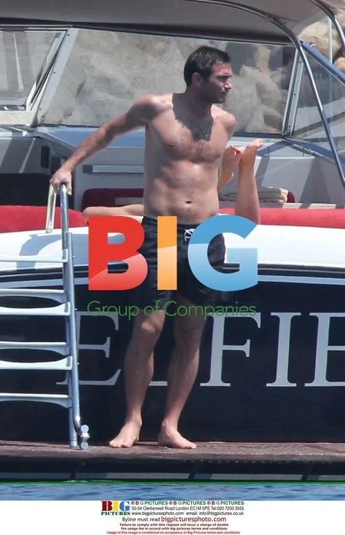 Frank Lampard and Christine Bleakley Relaxing on Boat in Italy