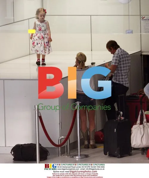 Geri Halliwell and family at Nice airport