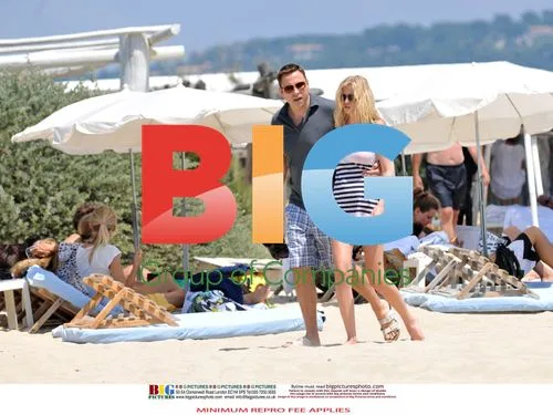 David Walliams and Lara Stone on Beach in France