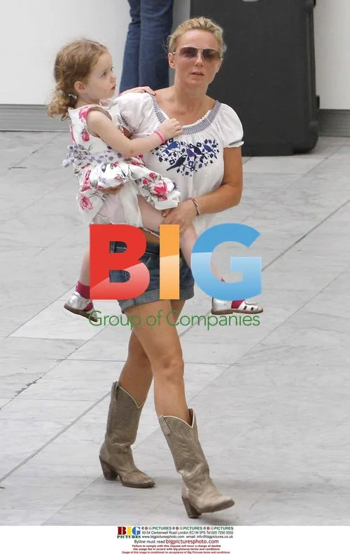 Geri Halliwell and family at Nice airport
