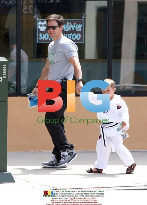 Mark Wahlberg and son Brendan at toy shop