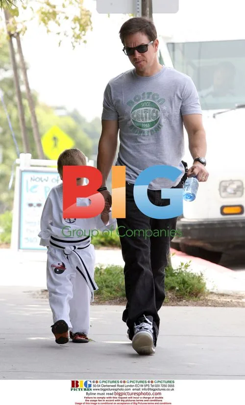 Mark Wahlberg and son Brendan at toy shop