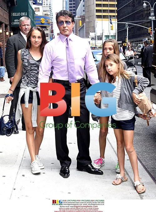 Sylvester Stallone and Daughters at 'Late Show'