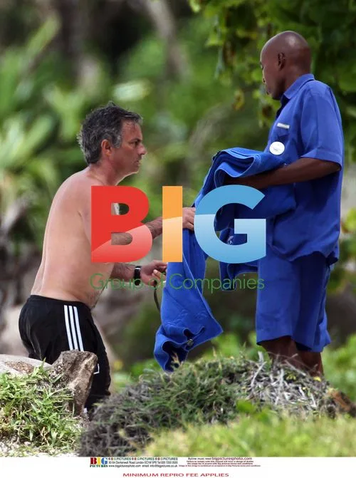 Jose Mourinho on Beach Vacation with Family