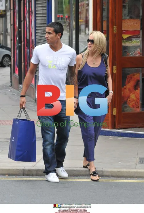 Everton FC's Tim Cahill with Wife