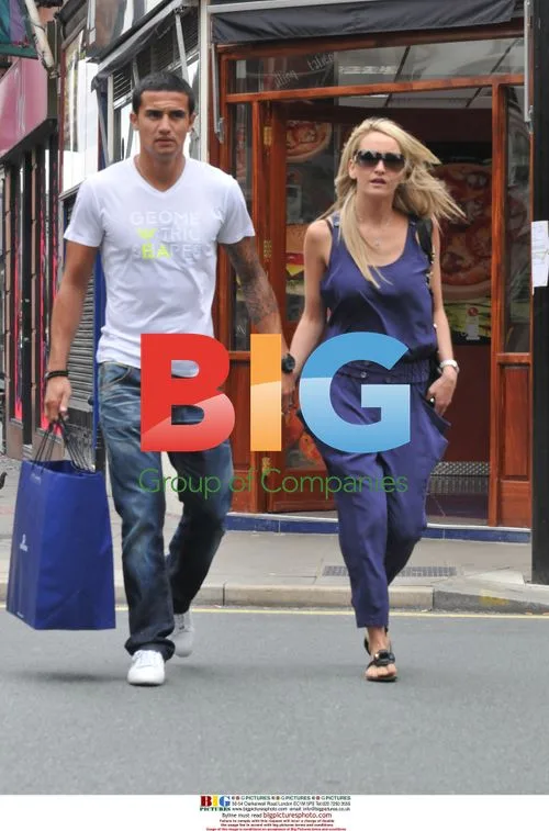 Tim Cahill shopping with wife