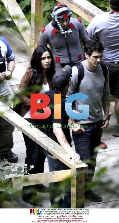James Franco and Freida Pinto on 'Rise of the Apes' set