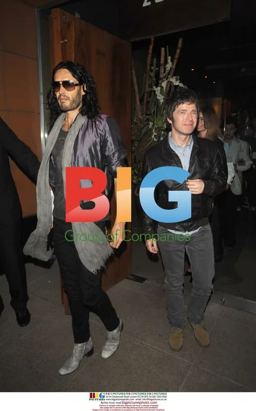 Russell Brand, Noel Gallagher, and Sarah McDonald at Zuma