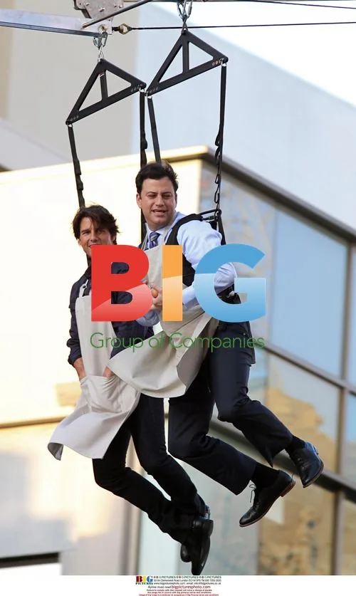 Tom Cruise and Jimmy Kimmel Zip-Line Stunt