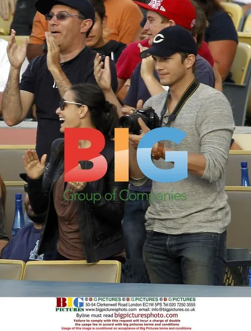 Demi Moore and Ashton Kutcher at Dodgers Game