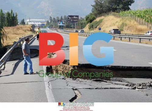 Highway Cracked by Chile Earthquake