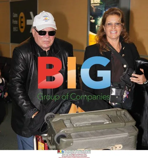 William Shatner and wife at Vancouver airport
