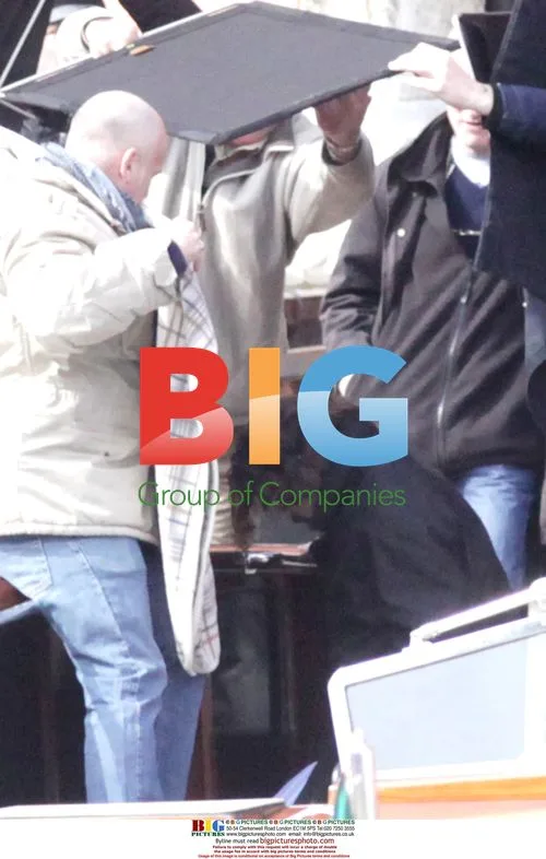 Johnny Depp on Film Set with Bodyguards