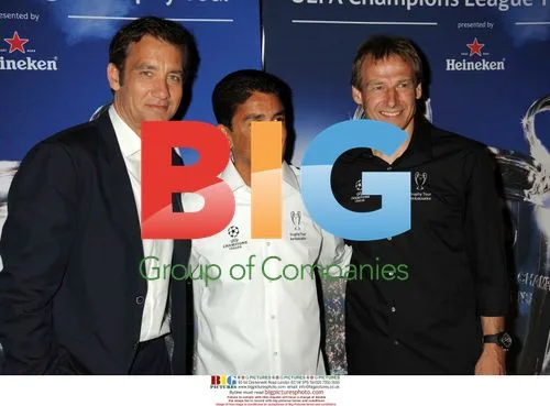 Clive Owen, Jurgen Klinsmann, Bebeto at UEFA Trophy Unveiling