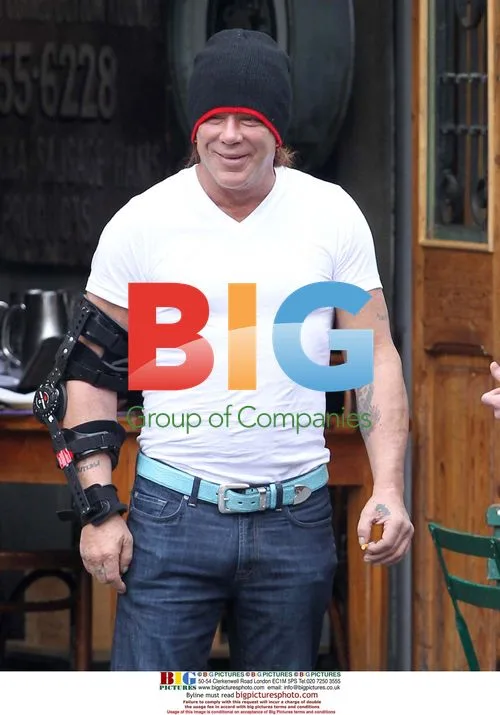 Mickey Rourke Smoking Outside Restaurant