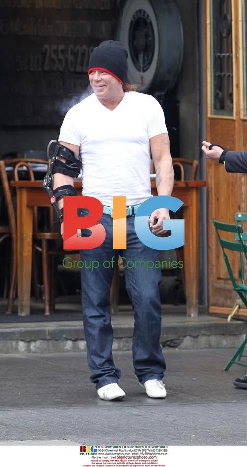 Mickey Rourke Smoking with Friend