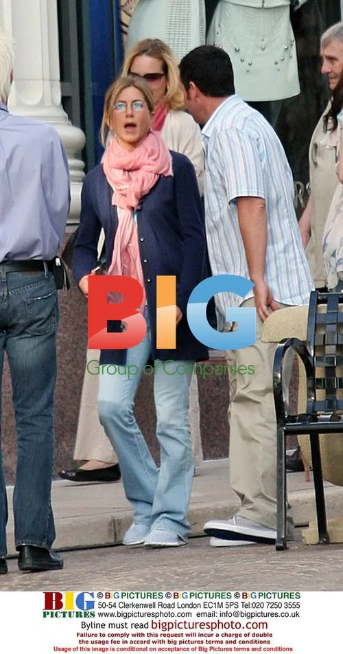 Jennifer Aniston and Adam Sandler on "Just Go With It" Film Set